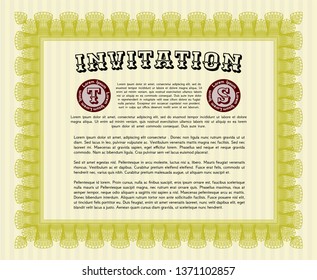 Yellow Retro invitation. With linear background. Modern design. Customizable, Easy to edit and change colors. 