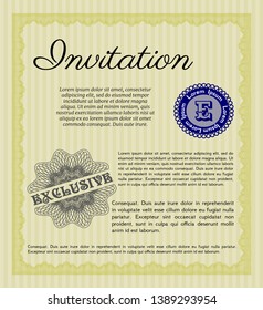 Yellow Retro invitation. Modern design. Customizable, Easy to edit and change colors. With linear background. 