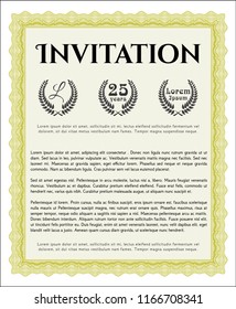 Yellow Retro invitation. Money Pattern design. With complex background. Customizable, Easy to edit and change colors. 