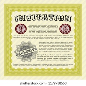 Yellow Retro invitation. Money Pattern design. Vector illustration. Printer friendly. 