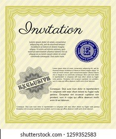 Yellow Retro invitation. Money Pattern. With quality background. Detailed. 