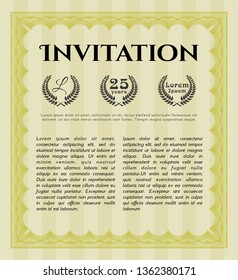 Yellow Retro invitation. Money Pattern design. Customizable, Easy to edit and change colors. Printer friendly. 