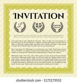 Yellow Retro invitation. Nice design. Complex background. Customizable, Easy to edit and change colors. 