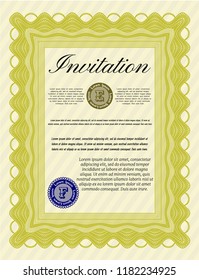 Yellow Retro invitation. Perfect design. Printer friendly. Customizable, Easy to edit and change colors. 