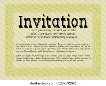 Yellow Retro invitation. Perfect design. Vector illustration. Easy to print. 