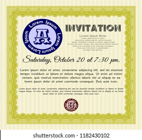 Yellow Retro invitation. With quality background. Customizable, Easy to edit and change colors. Lovely design. 