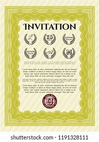 Yellow Retro invitation. With quality background. Excellent design. Detailed. 