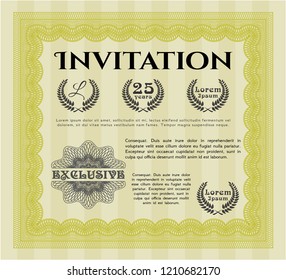 Yellow Retro invitation. With quality background. Perfect design. Vector illustration. 