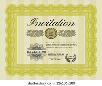 Yellow Retro invitation. With quality background. Customizable, Easy to edit and change colors. Beauty design. 