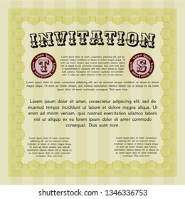 Yellow Retro invitation. With quality background. Customizable, Easy to edit and change colors. Perfect design. 