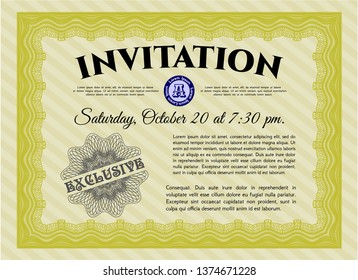 Yellow Retro invitation. With quality background. Perfect design. Detailed. 