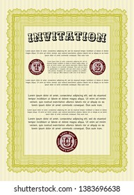 Yellow Retro invitation. With quality background. Vector illustration. Money Pattern. 
