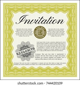 Yellow Retro invitation. With quality background. Vector illustration. Money design. 