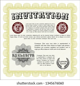 Yellow Retro invitation template. With background. Vector illustration. Nice design. 