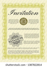 Yellow Retro invitation template. With background. Vector illustration. Elegant design. 