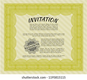 Yellow Retro invitation template. Complex background. Perfect design. Customizable, Easy to edit and change colors. 