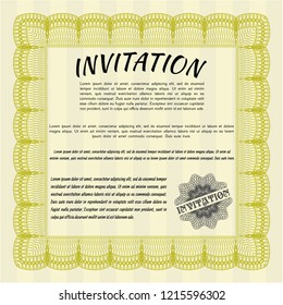 Yellow Retro invitation template. With complex background. Nice design. Vector illustration. 