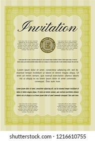 Yellow Retro invitation template. Complex background. Detailed. Beauty design. 