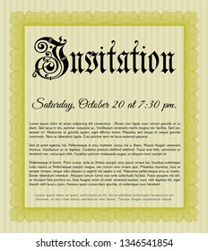 Yellow Retro invitation template. With complex background. Cordial design. Customizable, Easy to edit and change colors. 