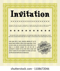 Yellow Retro invitation template. Customizable, Easy to edit and change colors. Printer friendly. Money style design. 