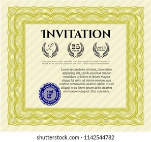 Yellow Retro invitation template. Customizable, Easy to edit and change colors. With linear background. Modern design. 
