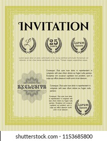 Yellow Retro invitation template. Customizable, Easy to edit and change colors. Easy to print. Excellent design. 