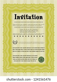 Yellow Retro invitation template. Customizable, Easy to edit and change colors. With background. Good design. 
