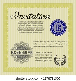 Yellow Retro invitation template. Customizable, Easy to edit and change colors. Printer friendly. Modern design. 