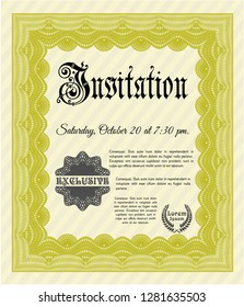 Yellow Retro invitation template. Customizable, Easy to edit and change colors. Printer friendly. Superior design. 