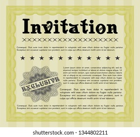 Yellow Retro invitation template. Customizable, Easy to edit and change colors. Complex background. Elegant design. 