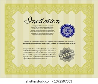 Yellow Retro invitation template. Customizable, Easy to edit and change colors. Printer friendly. Beauty design. 