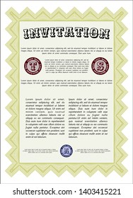 Yellow Retro invitation template. Customizable, Easy to edit and change colors. Printer friendly. Retro design. 