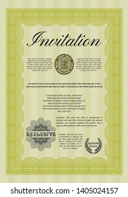 Yellow Retro invitation template. Customizable, Easy to edit and change colors. Easy to print. Nice design. 