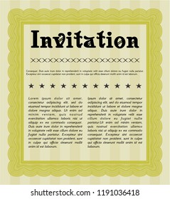 Yellow Retro invitation template. Retro design. Customizable, Easy to edit and change colors. With background. 