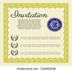 Yellow Retro invitation template. Easy to print. Good design. Customizable, Easy to edit and change colors. 