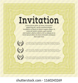 Yellow Retro invitation template. Easy to print. Detailed. Superior design. 