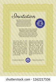 Yellow Retro invitation template. Elegant design. Customizable, Easy to edit and change colors. Complex background. 