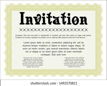 Yellow Retro invitation template. Elegant design. With background. Detailed. 