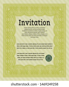 Yellow Retro invitation template. Excellent design. Easy to print. Customizable, Easy to edit and change colors. 