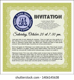 Yellow Retro invitation template. With linear background. Retro design. Detailed. 