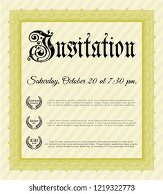 Yellow Retro invitation template. Lovely design. Complex background. Detailed. 