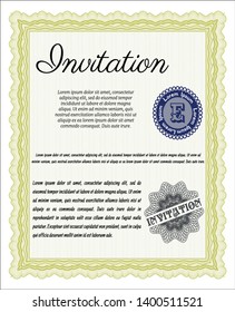 Yellow Retro invitation template. Lovely design. With quality background. Vector illustration. 