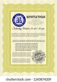 Yellow Retro invitation template. Modern design. Customizable, Easy to edit and change colors. Easy to print. 