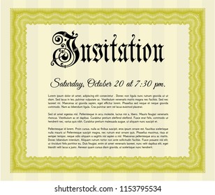 Yellow Retro invitation template. Money design. Customizable, Easy to edit and change colors. Easy to print. 