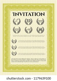 Yellow Retro invitation template. Money Pattern. With quality background. Vector illustration. 