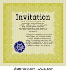 Yellow Retro invitation template. Money design. Vector illustration. Printer friendly. 