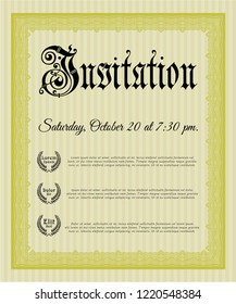 Yellow Retro invitation template. Money Pattern. With background. Vector illustration. 