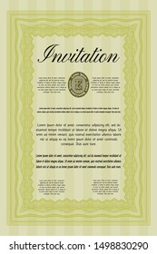 Yellow Retro invitation template. Money style design. Customizable, Easy to edit and change colors. With complex linear background. 