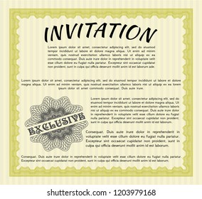 Yellow Retro invitation template. Perfect design. Easy to print. Customizable, Easy to edit and change colors. 