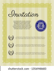 Yellow Retro invitation template. Perfect design. Customizable, Easy to edit and change colors. With quality background. 